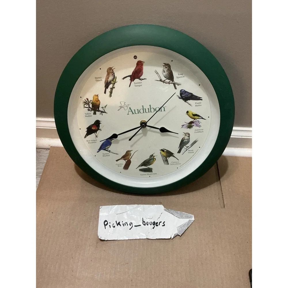 Audubon Society 12 Singing Bird Sounds Wall Clock 13.5